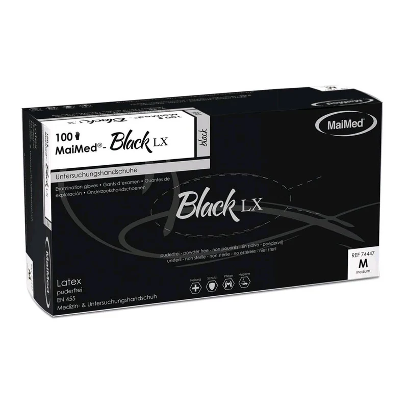 Black LX, Tattoo Latex Handschuhe schwarz von MaiMed, puderfrei 100 St