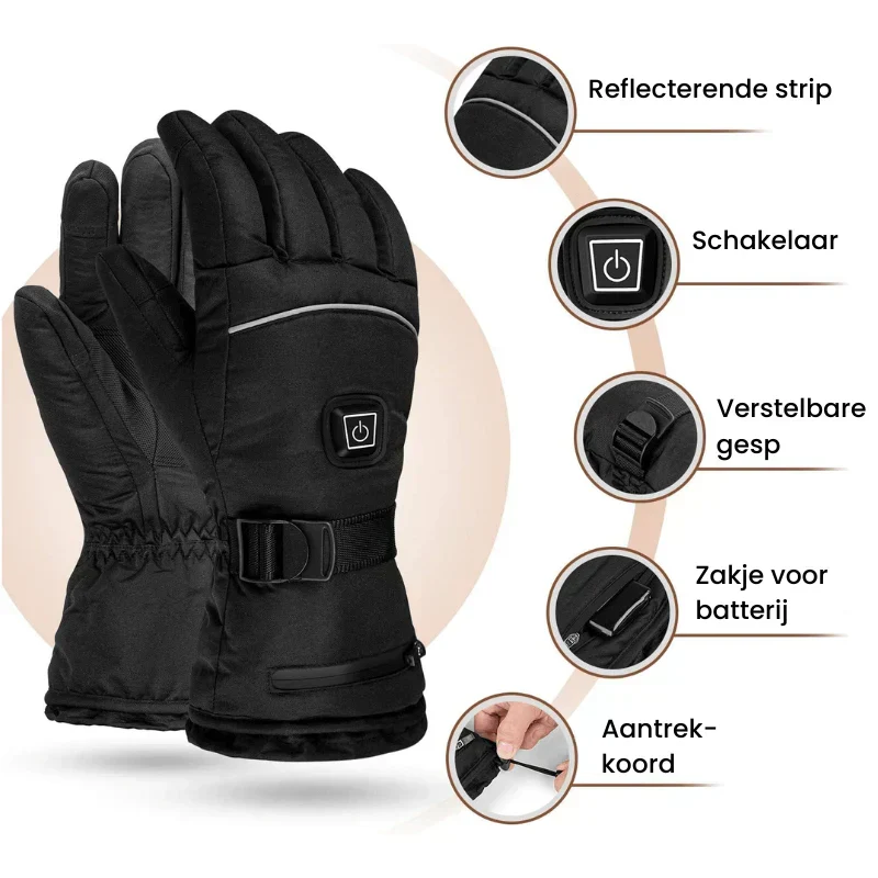 Beheizbare Handschuhe Wasserdicht | 3 Heizstufen, Touchscreen Funktion