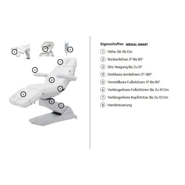 Fußpflegestuhl elektrisch mit 3 Motoren, Podologiestuhl, Pediküre stuhl medial-Smart
