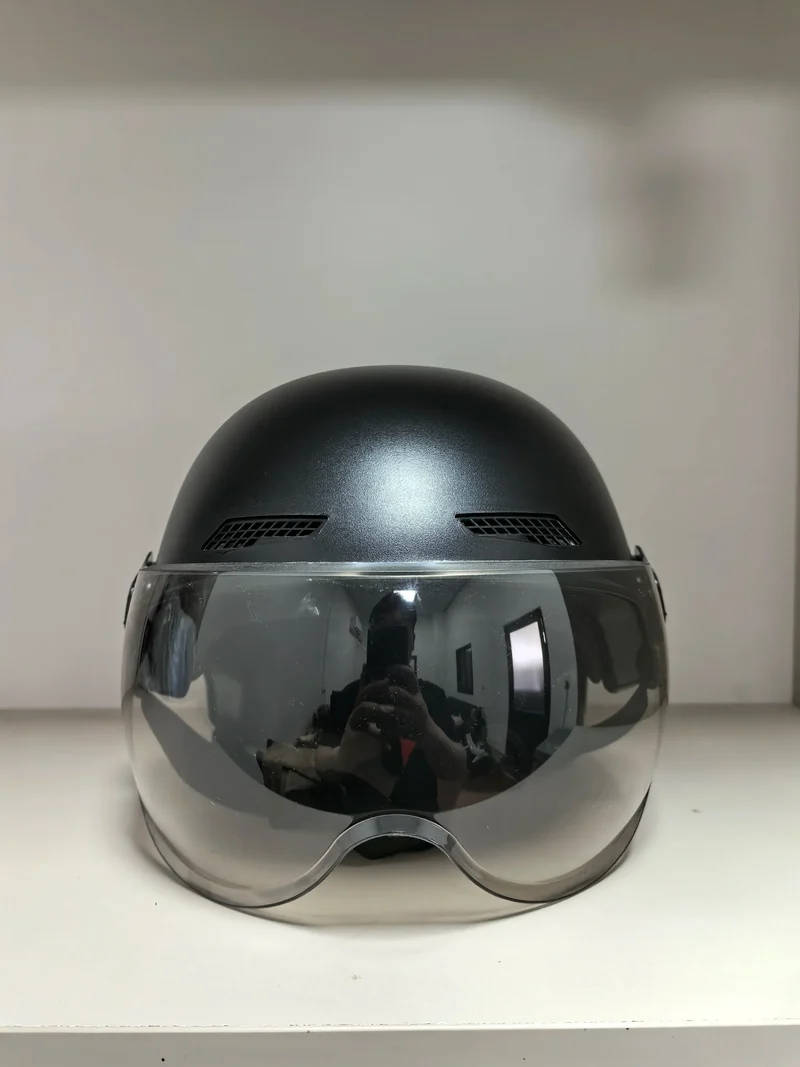 Motorradhelm mit Visier – Vintage Halbhelm für Scooter, Motorrad und E-Bike