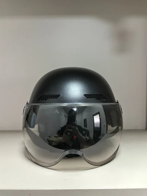 Motorradhelm mit Visier – Vintage Halbhelm für Scooter, Motorrad und E-Bike