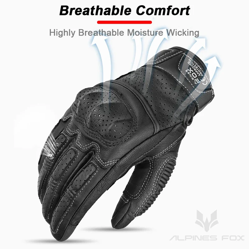 Motorradhandschuhe Vintage – Atmungsaktives Design mit Touchscreen & Knöchelschutz