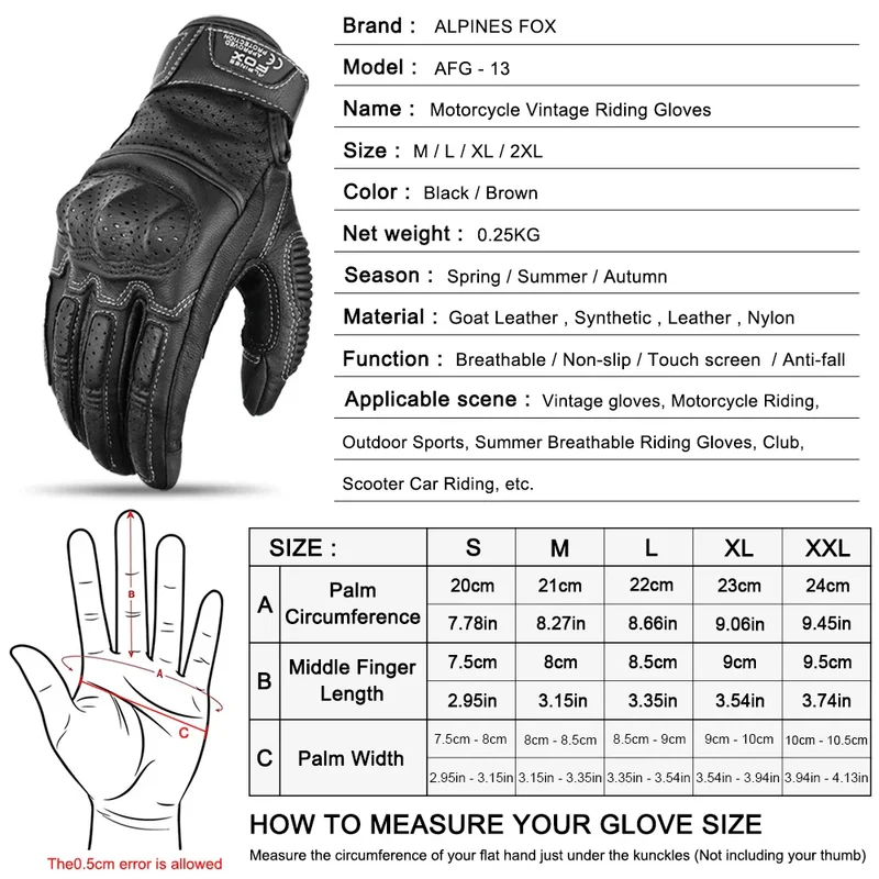 Motorradhandschuhe Vintage – Atmungsaktives Design mit Touchscreen & Knöchelschutz
