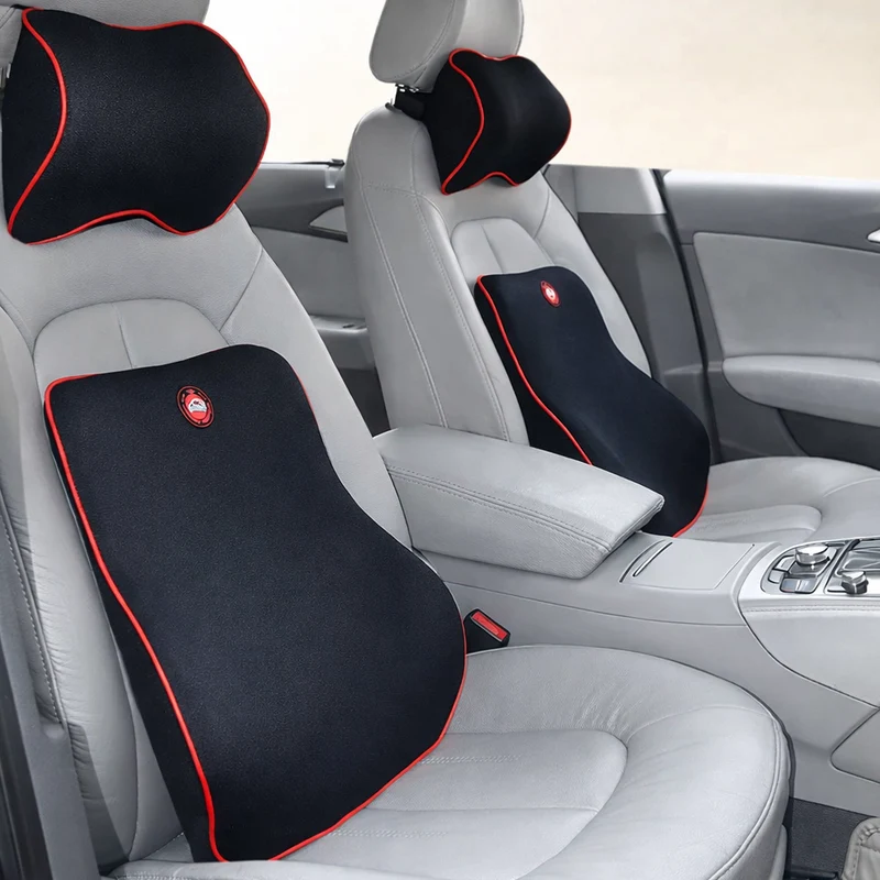 Auto Nacken- & Rückenkissen Set – Memory-Foam, Atmungsaktiv & Verstellbarer Gurt