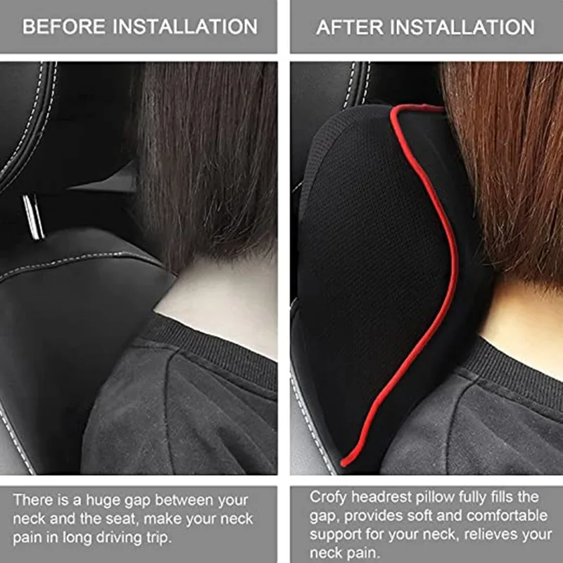 Auto Nacken- & Rückenkissen Set – Memory-Foam, Atmungsaktiv & Verstellbarer Gurt