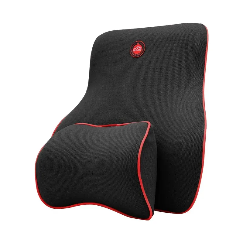 Auto Nacken- & Rückenkissen Set – Memory-Foam, Atmungsaktiv & Verstellbarer Gurt