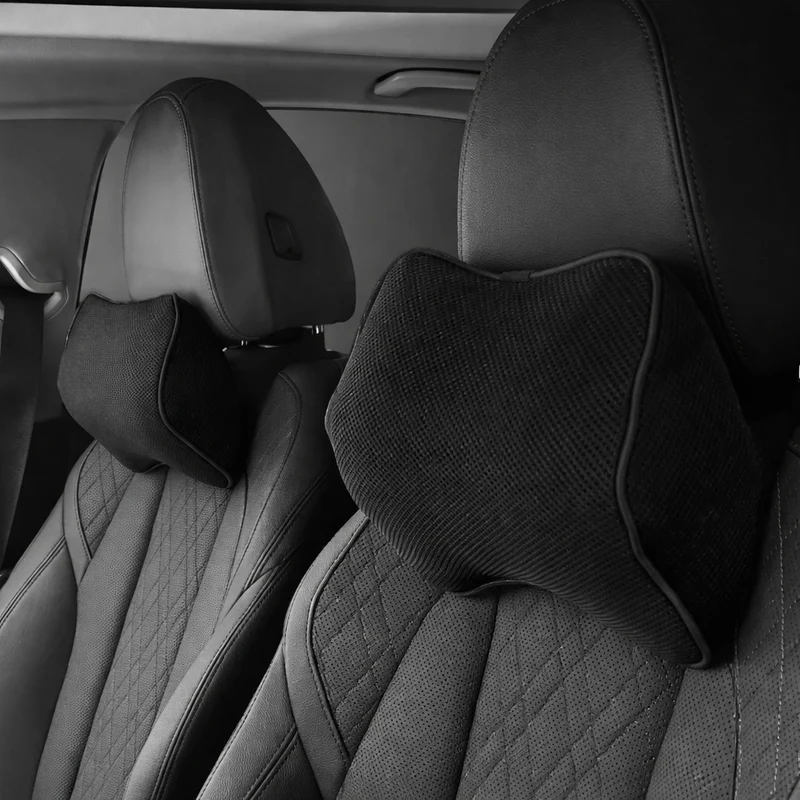 Auto Nacken- & Rückenkissen Set – Memory-Foam, Atmungsaktiv & Verstellbarer Gurt
