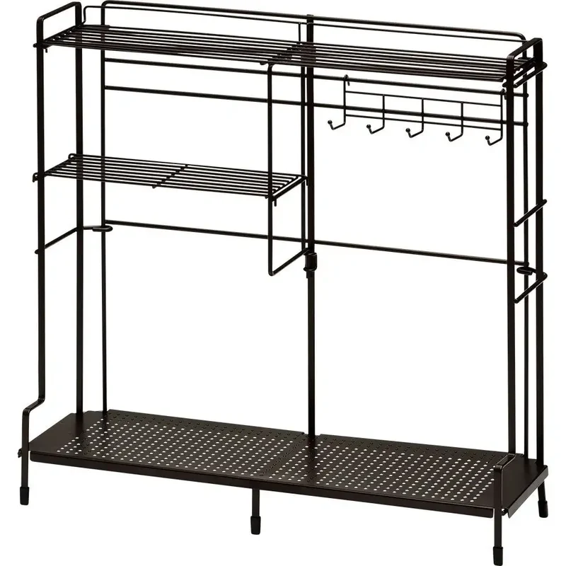 Wahei Freiz Japan Iron Stove Side Rack 52X15.5X50Cm Brown Kitchen Storage Hook