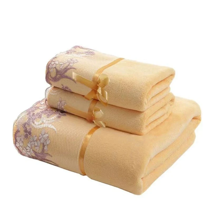 3-teiliges Handtuchset mit Spitzenbesatz – Weich, Saugfähig & Elegant für Bad oder Geschenkidee