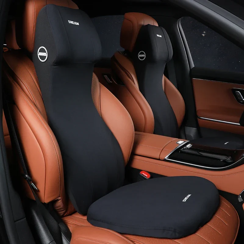 Auto Kissen-Set – Kopfstütze & Lendenkissen, Memory-Foam & Rutschfeste Unterseite