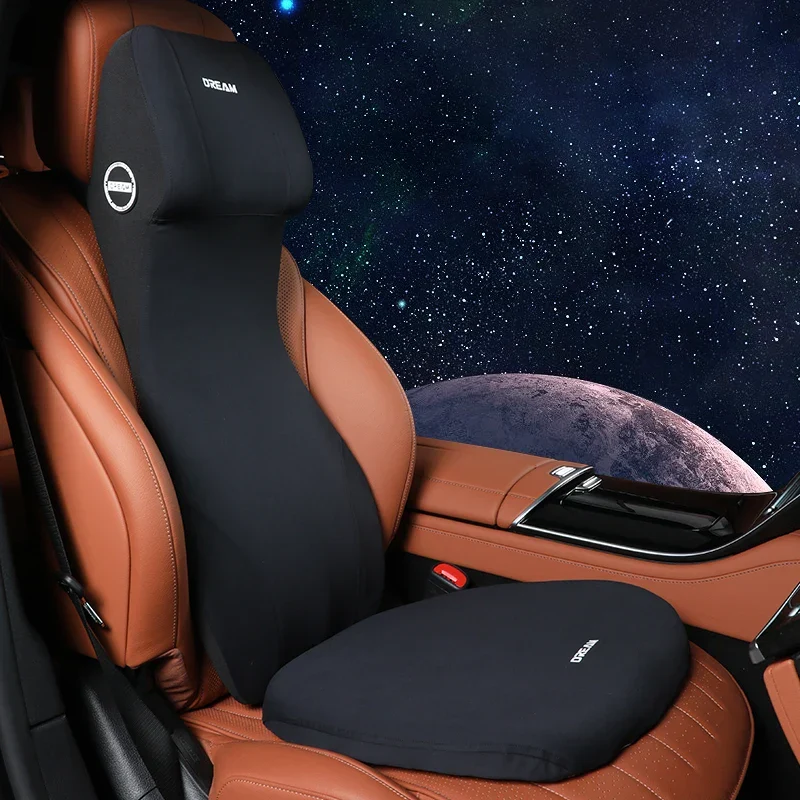 Auto Kissen-Set – Kopfstütze & Lendenkissen, Memory-Foam & Rutschfeste Unterseite