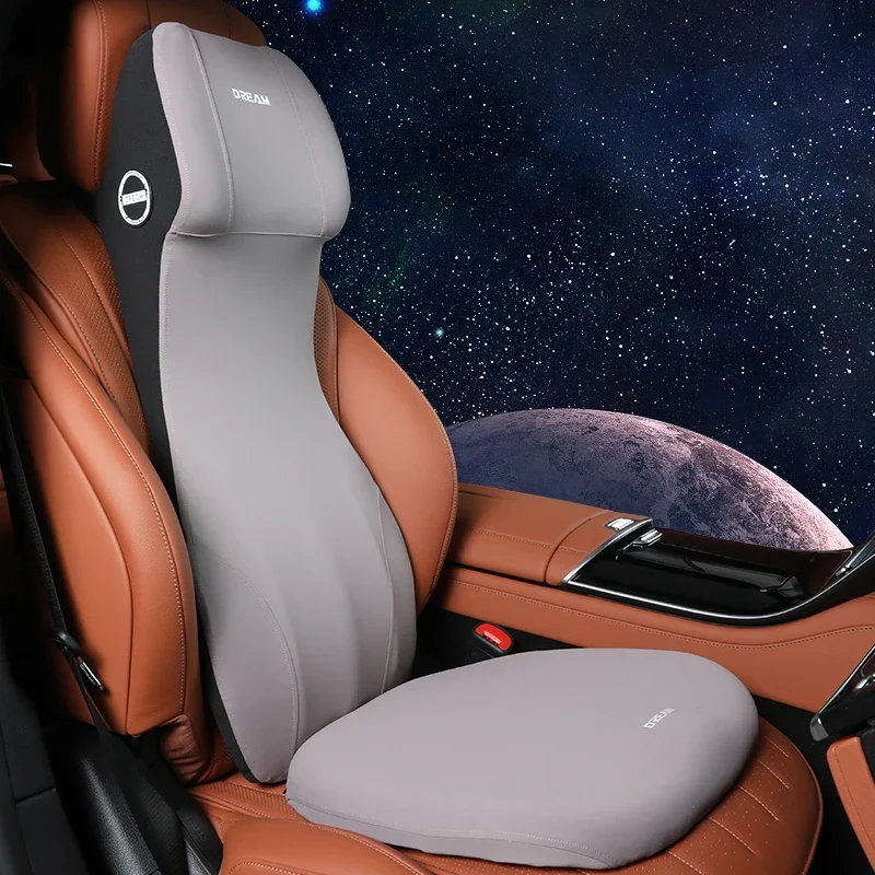 Auto Kissen-Set – Kopfstütze & Lendenkissen, Memory-Foam & Rutschfeste Unterseite