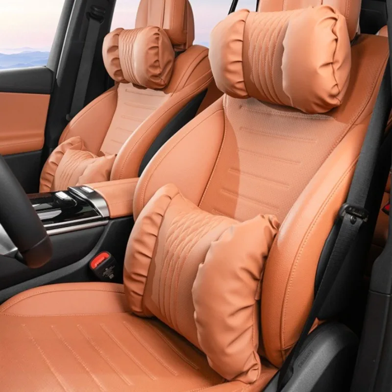Auto Kopfstützen- & Lendenkissen Set – Gepolstertes PU-Material & 2-teiliges Komfortdesign