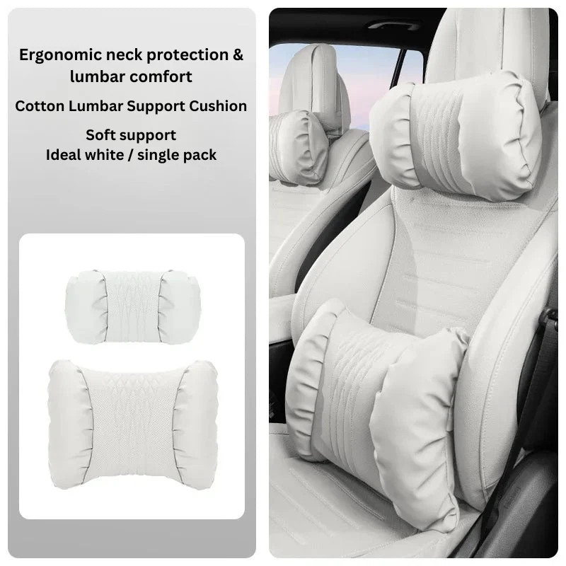 Auto Kopfstützen- & Lendenkissen Set – Gepolstertes PU-Material & 2-teiliges Komfortdesign
