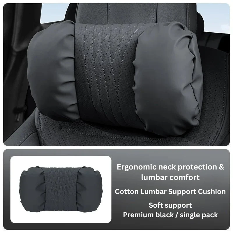 Auto Kopfstützen- & Lendenkissen Set – Gepolstertes PU-Material & 2-teiliges Komfortdesign