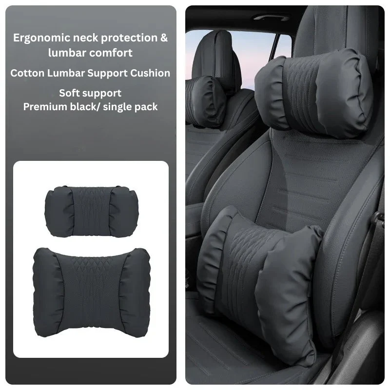 Auto Kopfstützen- & Lendenkissen Set – Gepolstertes PU-Material & 2-teiliges Komfortdesign
