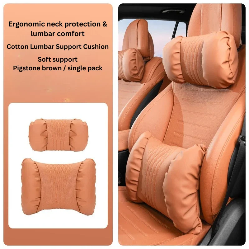 Auto Kopfstützen- & Lendenkissen Set – Gepolstertes PU-Material & 2-teiliges Komfortdesign