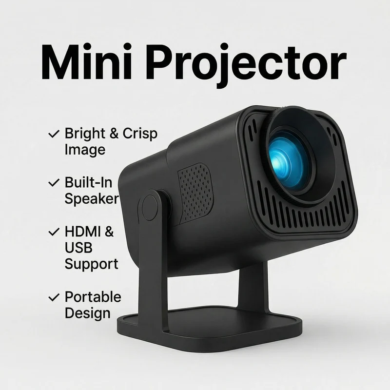 Mini Projektor – Tragbar, Wireless Screen Mirroring & Integrierter Lautsprecher