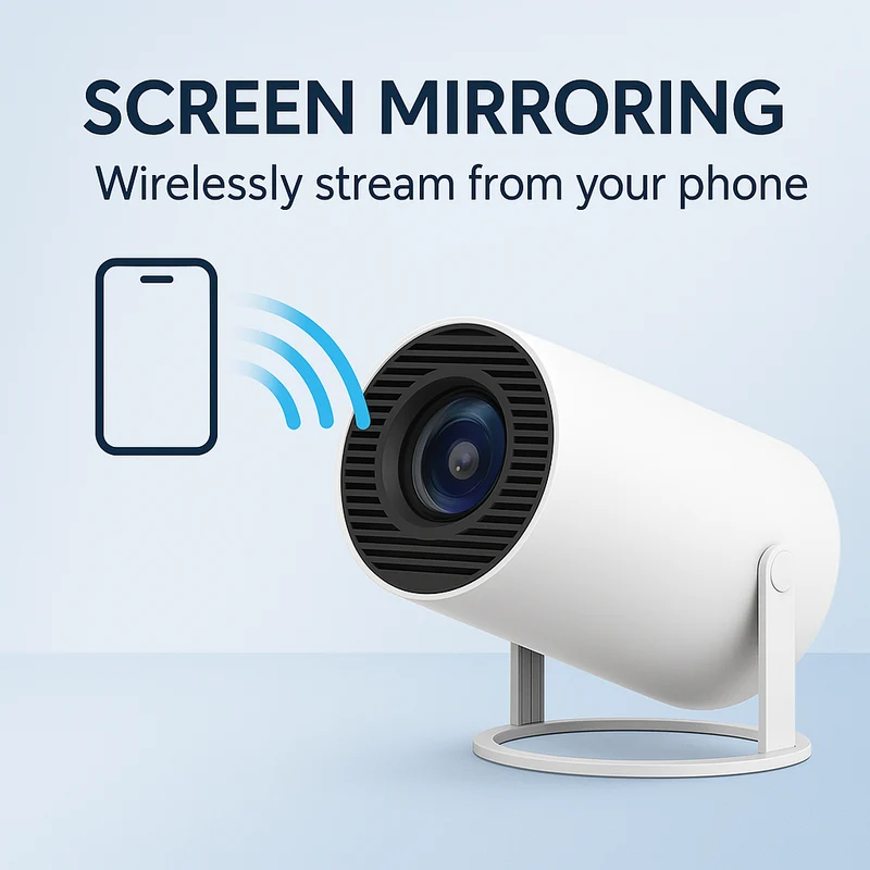 Mini Projektor – Tragbar, Wireless Screen Mirroring & Integrierter Lautsprecher