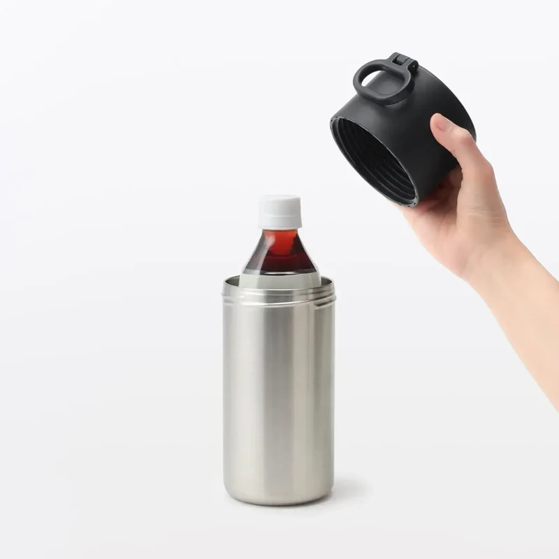 Muji Cold Bottle Cooler Holder, Durable Collapsible Handle 500ml