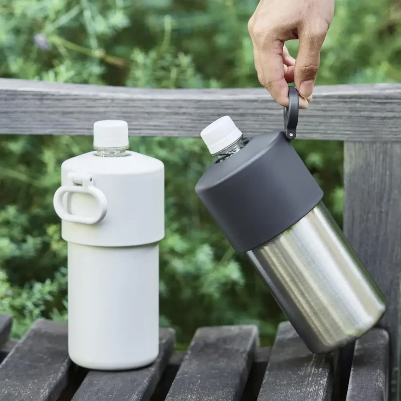 Muji Cold Bottle Cooler Holder, Durable Collapsible Handle 500ml