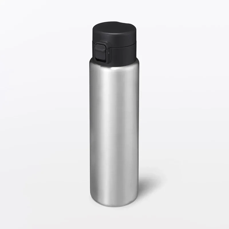 Muji Vacuum Insulated One-Touch Thermal Bottle 750ml Silver