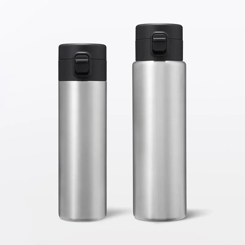 Muji Vacuum Insulated One-Touch Thermal Bottle 750ml Silver