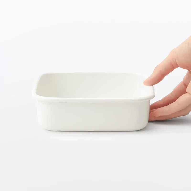 Muji Enameled Square 6.3" Compact Durable Food Storage Container