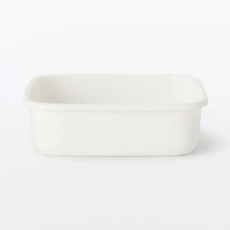 Muji Enameled Square 6.3" Compact Durable Food Storage Container