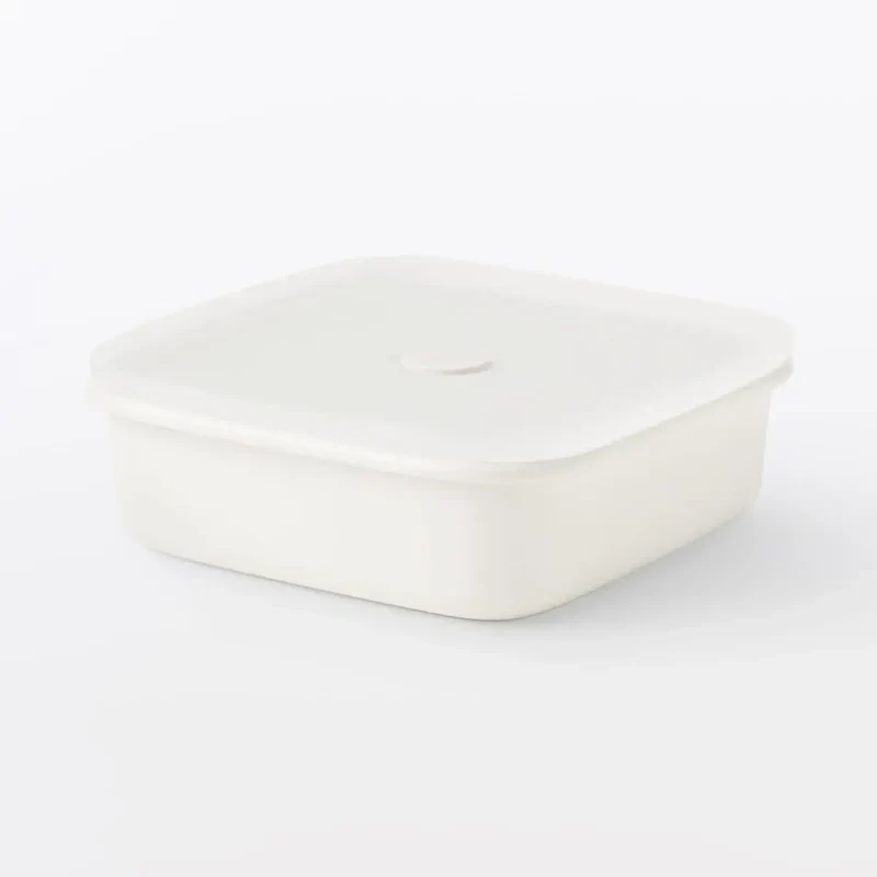 Muji Enameled Square 6.3" Compact Durable Food Storage Container