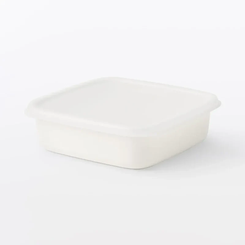 Muji Enameled Square 6.3" Compact Durable Food Storage Container