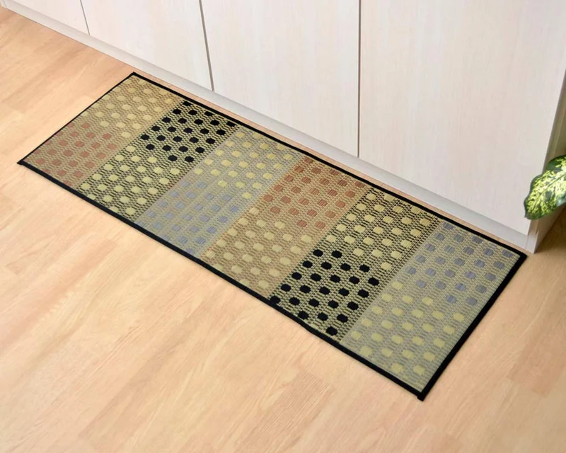 Ikehiko Corporation Igusa Kitchen Mat Japan Petite Block Gray 43X180Cm #8235210