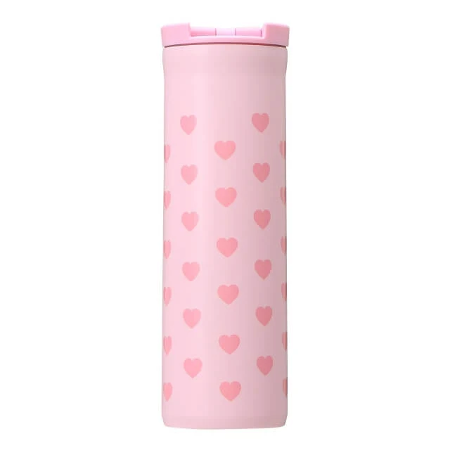 Starbucks Valentine's Day 2022 Stainless Steel Bottle Heart 473ml - Japanese Starbucks Bottles