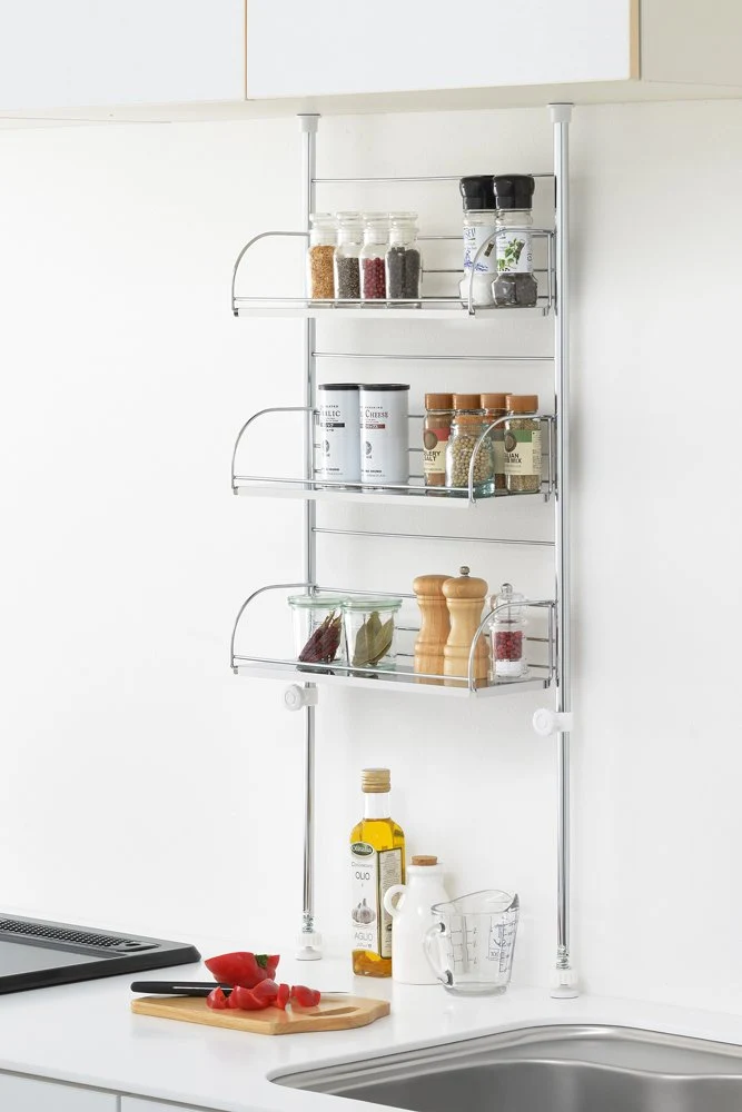 Yoshikawa 3-Tiers Tension Spice Rack 40Cm 1305112 Drainer Basket Rack