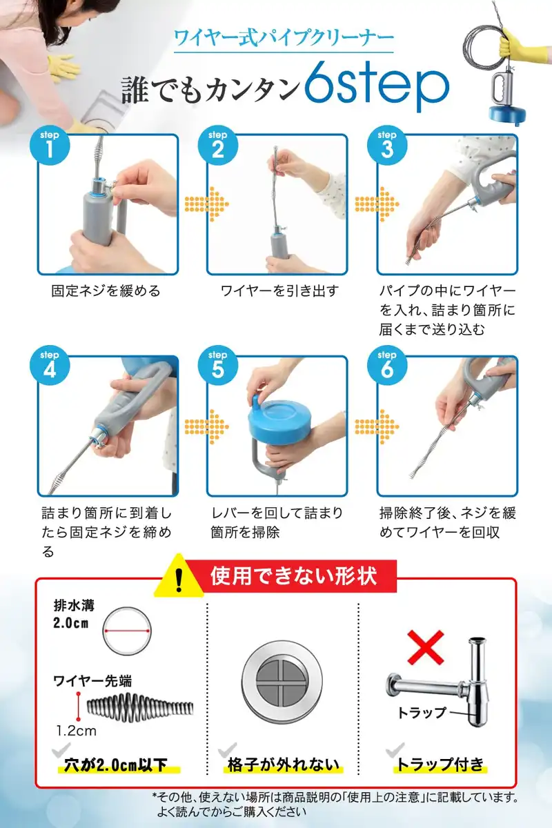 Omahat 10M Commercial Pipe Cleaning Brush Kit W/Wire Drain Gloves Storage Bag Sponge Instruction Manual -