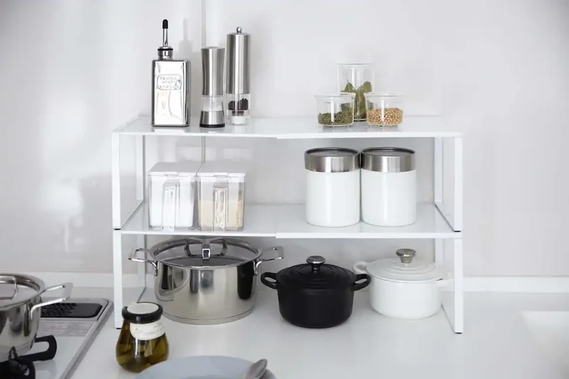 Yamazaki Industrial 3865 Telescopic Shelf White 36.5-60X23X18Cm Tower Under Sink Japan