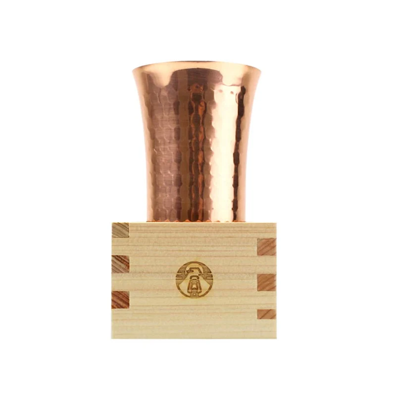 Peaks&Trees Tsuchime Copper Tumbler Japanese Cypress Gosho Masu Sake Cup Set L Size Japan Cosmetic Box Beer Glass Outdoor
