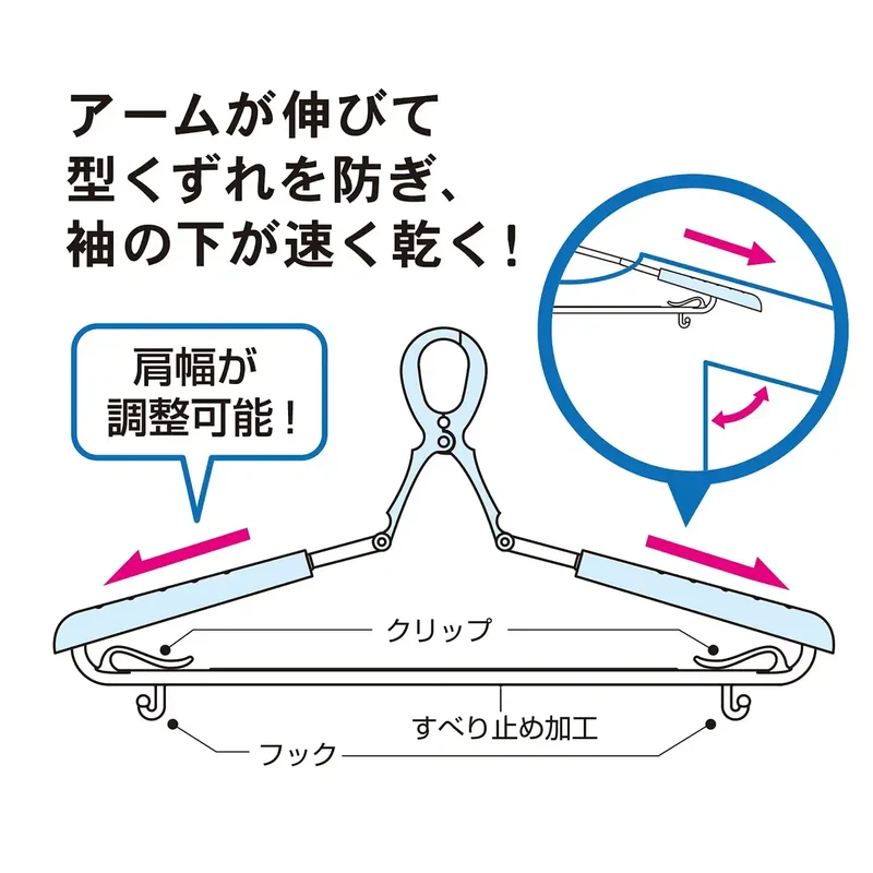 Kokubo Kogyosho Slide Catch Hanger Set 5 Colors X 2 Japan Laundry Hanger Wind Resistant Drying Clothesline