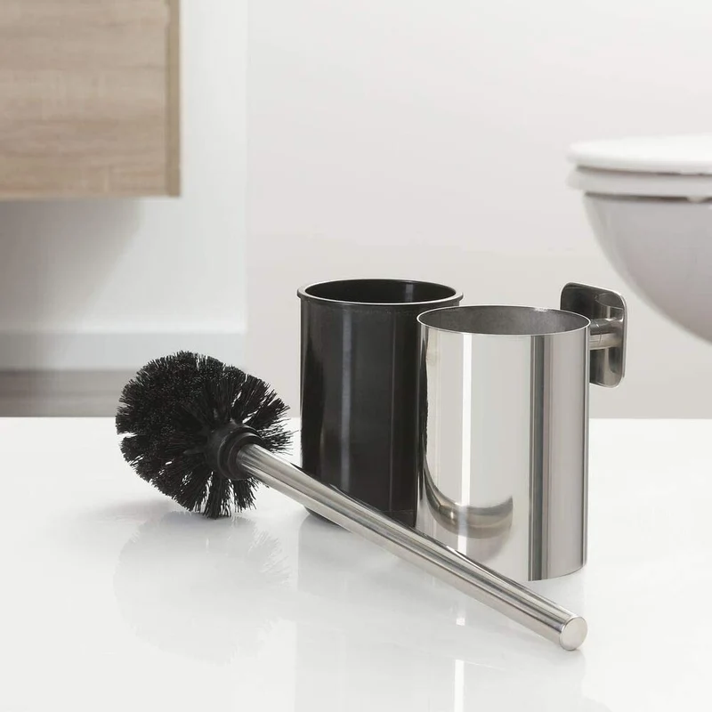 Tiger Japan Colar Toilet Brush Set Stainless Steel Polished 38.1X8.8X10.8Cm