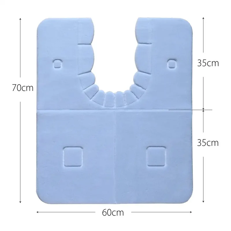 Sanko Mitsuba Japan No Slip Toilet Mat 60X70Cm Okunaga Fluffy Blue Kf-02 Adhesive