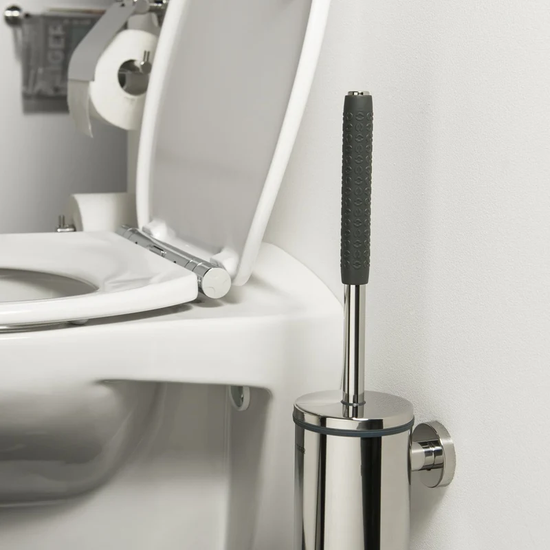 Tiger Boston Comfort & Safety Toilet Brush Holder Stainless Steel Polished Japan 9X18.5X5In