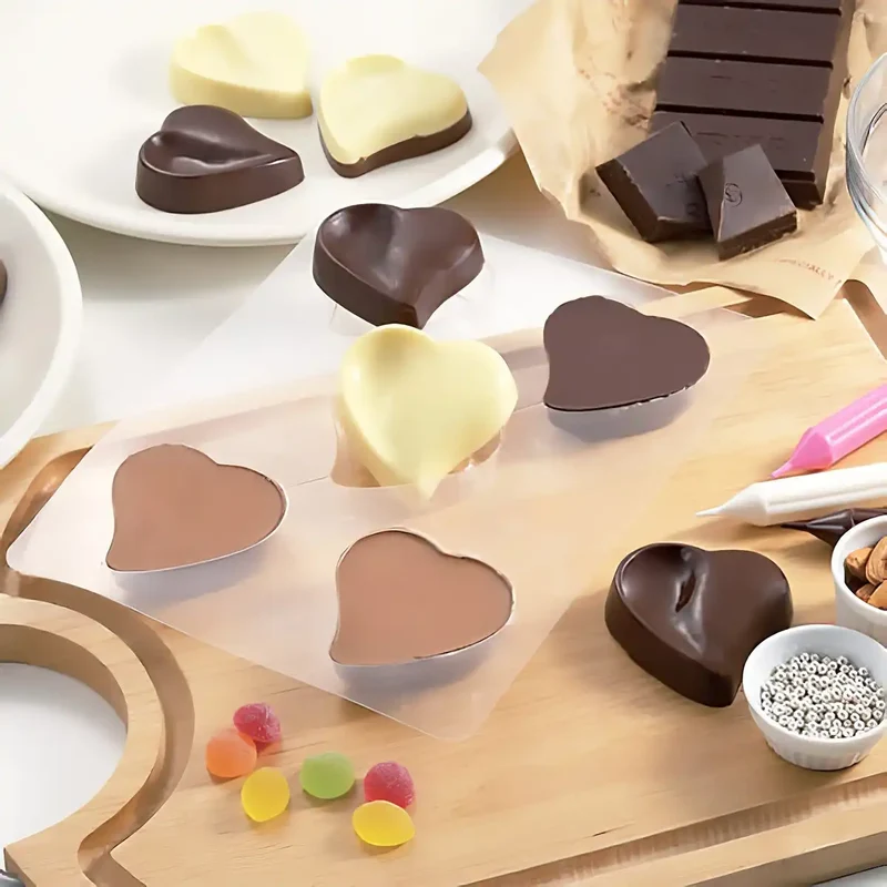 Tigercrown Pet Resin Curvy Heart Chocolate Mold 5pcs