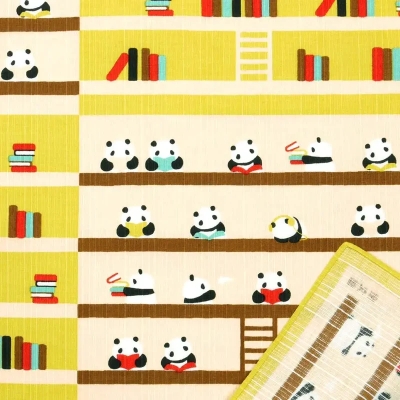 Hama Pattern Furoshiki 50Cm Panda Library Yellow - Japan