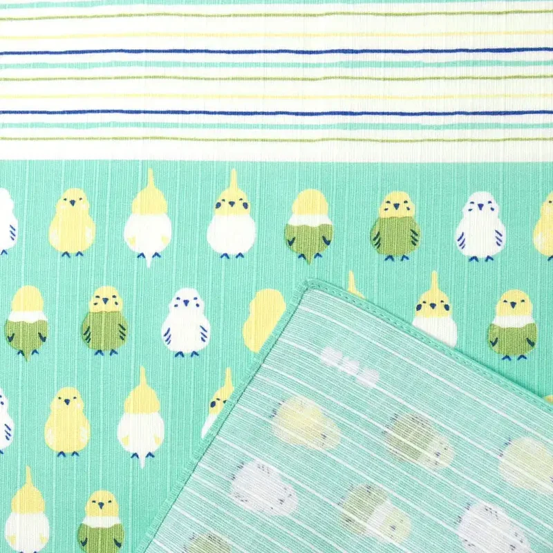 Hama Pattern Furoshiki 50Cm Arranged Parakeet Eme Blue From Japan