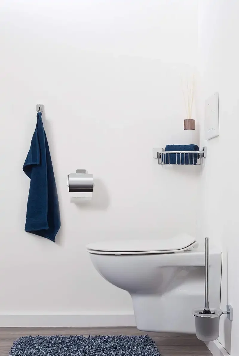 Tiger Onu Chrome Toilet Brush And Holder From Japan 11X37Cm 7X5.5Cm