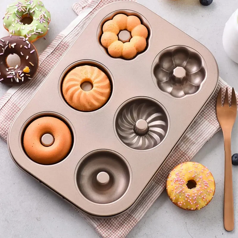 Hoya Ponyoo Donut Mold Set Of 6 - Silicone Cake Mold Candy Mold Non-Sticky Easy To Clean Japan - Cupcake Bagel Mold (Donut Shape)
