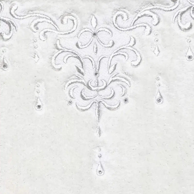 Senko Japan Nynas Shanti Toilet Mat Platinum X Ivory 70X70Cm Rhinestones 17873