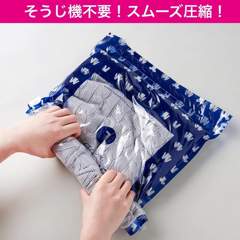 Remove Air Clothing Compression Bag Made In Japan 65X45Cm Patented Manufacturing Method New Check Valve & Embossing 5 Sheets - Travel & Business Trips
