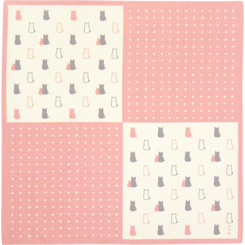 Hama Pattern Japanese Cat Pink Wrapping Cloth 50Cm Hamamonyo