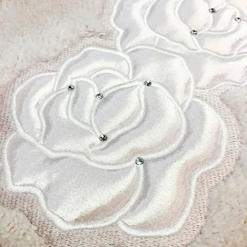 Senko Nynas Gran Rosa Toilet Lid Cover Beige Japan Adsorption Sheet Rhinestones 14423